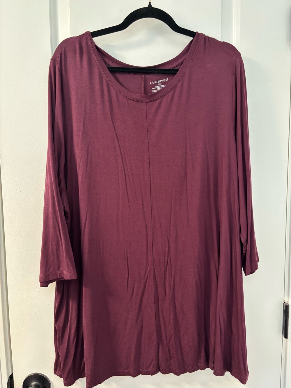 Lane Bryant 3/4 Sleeve Swing Tee in Burgundy - Size 22/24